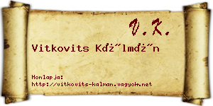 Vitkovits Kálmán névjegykártya